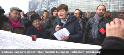 'Fortress Europe' Demonstration Outside European Parliament, Strasbourg