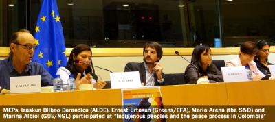 MEPs: Izaskun Bilbao Barandica (ALDE), Ernest Urtasun (Greens/EFA), Maria Arena (the S&D) and Marina Albiol (GUE/NGL) participated at “Indigenous peoples and the peace process in Colombia”